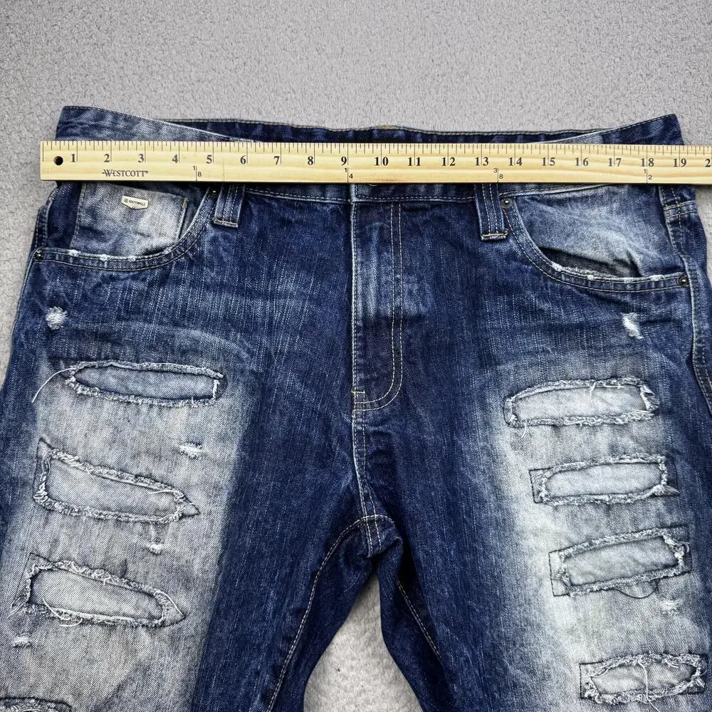 Southpole Shorts Mens 36 Blue Distressed Denim Ripped Jean Relaxed Fit Urban